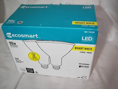 NEW Ecosmart 2 Pack LED 90w PAR38 Outdoor Light Bulbs Bright White Wet Rated • $9.99