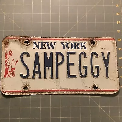 Vintage New York Vanity License Plate SAMPEGGY Sam Peggy Statue Liberty 1995 NY • $17.40