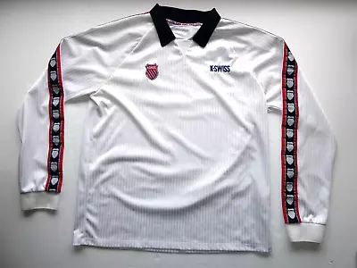 K-Swiss International Long Sleeve Jersey Size Large (L/M) White RARE 9/10 • $19.99