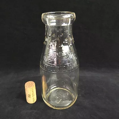 Vintage 1930s Alexandria Dairy Milk Pint Bottle VA Round Hobnail Embossed ADP • $39.95