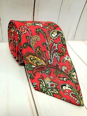 Mickey Mouse Paisley Mens All Silk Tie Red Green The Tie Works Balancine USA 56  • $12.84