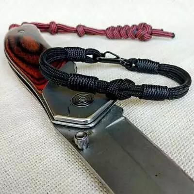 Thin Military Black Bracelet Made Of Paracord And Carabiner For Men. Army Style. • $17.99