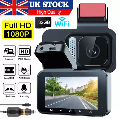 1080P HD Dash Cam WIFI Front Car Camera Reverse Recorder + 32GB Card • £21.99