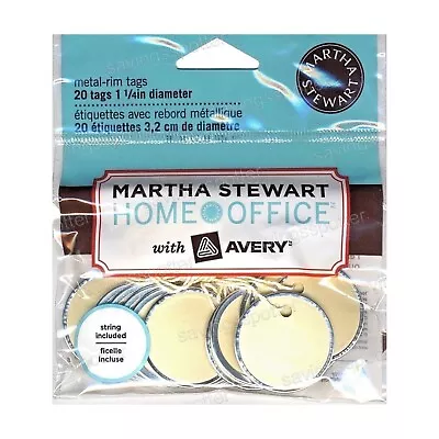 Martha Stewart Home Office Round Metal Rim Tags Strings Pastel Yellow 20Pk 11864 • $8.32