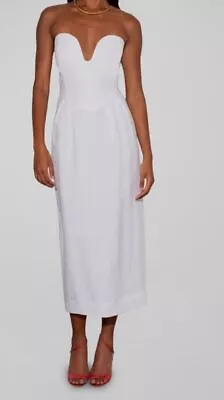 $550 Mara Hoffman Women White Isla Strapless Midi Column Dress Size 8 • $176.38