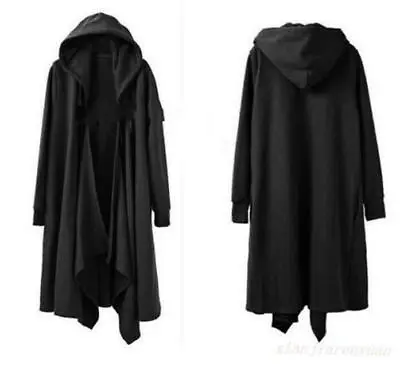 Gothic Mens Punk Hooded Cloak Cape Trench Coat Loose Long Casual Jacket   • $45.60