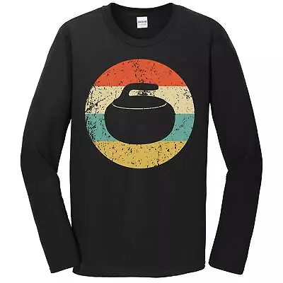 Curling Shirt - Vintage Retro Curling Stone Long Sleeve T-Shirt - Curling Gift • $27.19