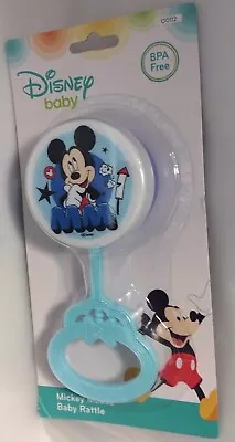 Disney Mickey Mouse Light Blue Baby Rattle BPA Free Whistle MM • $8