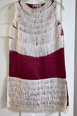 Vintage Red & White Fringe Dance/Majorette Dress/ Flapper Costume Handmade • $29.99