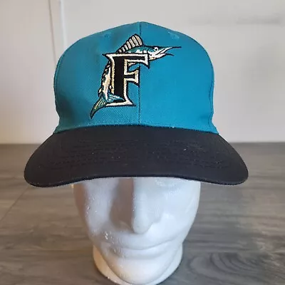 Vintage 90s New Era Florida Marlins Youth Baseball Cap Snapback Adjustable • $24.95