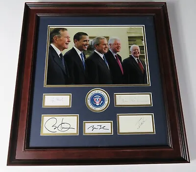 5 U.S. PRESIDENTS Signed Autograph Auto 18x20 Framed Display Bush Obama + JSA • $1499.99