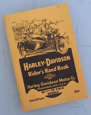 1929 Harley Davidson Motorcycle Orginal Factory Manual Book 61 & 74 J Jd Jdl • $69.95