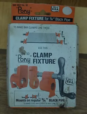 Vintage No. 50 Pony Clamp Fixture For 3/4  Black Pipe Made In USA UNUSED! READ! • $19.95