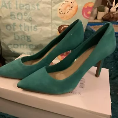Marks And Spencer Ladies Stiletto Jade Green Court Shoes Size 3 • £15