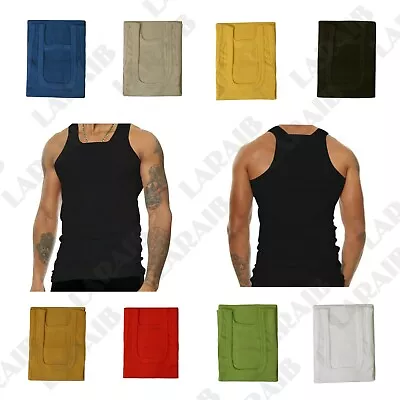 Mens Summer Breathable Cotton Ribbed Tagless Vests Vest Tank Top T Gym Fitness  • £4.95