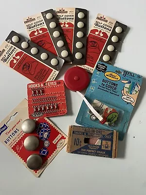 Vintage Sewing Notions Lot Buttons Bakelite Tape Measure More • $6.99