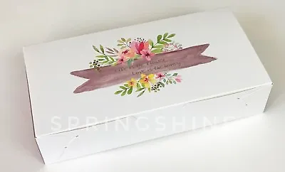 -White Bakery Boxes | Cookie/Cupcake Gift Party | Mauve Floral Watercolor 10cts • $12.99