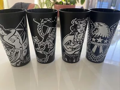 4 Sailor Jerry Black Plastic Tattoo Drinking Party Cups Spiced Rum • $39.99