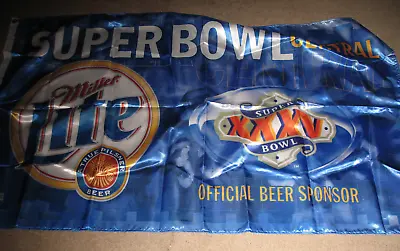 MILLER LIte BEER FLAG BANNER 57X34 Nylon NFL Football Super Bowl XXXV • $9