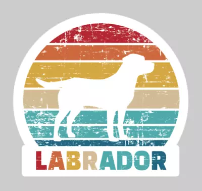 Labrador Dog Silhouette Retro Vintage Surf Style Die Cut Glossy Vinyl Sticker • $3.50