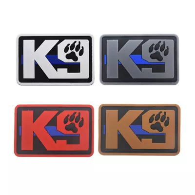 K9 SERVICE DOG Tracker Paw Blue Line PVC Rubber Hook Patch Back Fastener Badge • $5.22