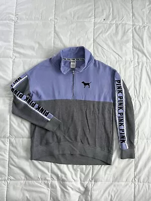 Victorias Secret PINK Purple And Gray Half Zip Pullover Sweatshirt • $25