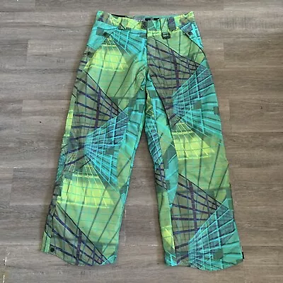  Oakley Snowboard Ski Pants Men’s Green Web Design Loose Fit Thinsulate Size L • $55