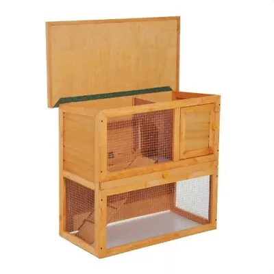 £99.99 • Buy Guinea Pig Rabbit Hutch With 2 Tier Running Double Decker Wooden Design Anti-Fun