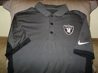 NFL Las Vegas Raiders NIKE Dri Fit Evergreen Gray Polo Golf Shirt Men's Medium • $31.99