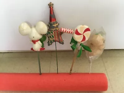 Vintage Christmas Floral Picks Assorted Lot Of 4 • $15