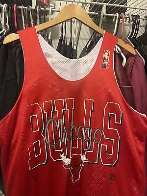 Vintage 90s Chicago Bulls Michael Jordan Era Mesh Practice Shirt Champion L • $65