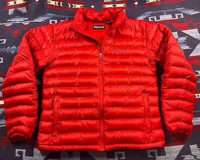 Marmot Men’s Puffer Jacket Coat 700 Fill Down Red Sz Large Puff Winter Snow Ski • $109.99