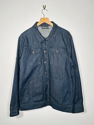 The Hundreds Denim Utility Chore Jacket Men’s Size Large Navy Blue Collar • £20