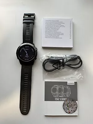 Garmin Fenix 6X Sapphire 51mm Case With Silicone Band GPS Running Watch - Carbon • $450