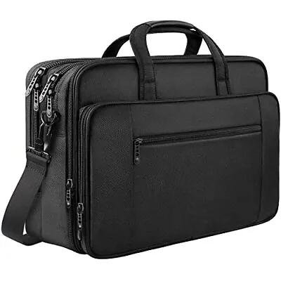 Laptop Bag 17  Large Business Briefcase Expandable With Tablet Notebook Black • £33.62