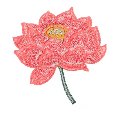 Embroidered Patch Flower Red Lotus Sew On Applique For Crafts Clothing Bags-SK • £7.95