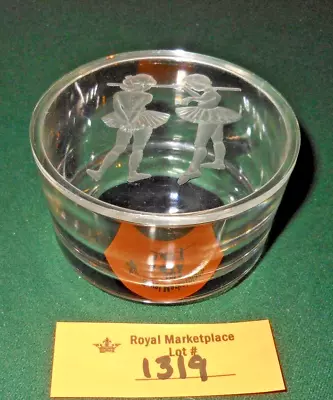 VINTAGE Trinket Box Etched BALLERINAS On Lid Clear Round  • $20