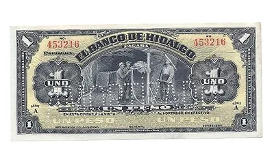 Mexican Revolution Banco De Hidalgo 1 Peso Banknote Mexico Peso Currency Money  • $36.99