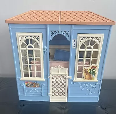 Mattel Barbie 1998 Family House Blue Fold Out Doll House W/ Box Vintage • $159