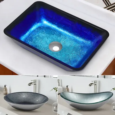Vessel Sink Modern Bathroom Wash Bowl Ceramic/Glass Art Basin Counter Top Sinks • £65.95