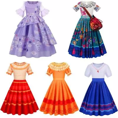 Girl Dress Encanto Mirabel Isabela Costume Dress Party Gift Dresses Size 2-10 Yr • $32.95