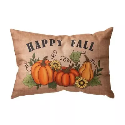 18 In. L Faux Burlap Fall Pumpkin Pillow Thanksgiving Fall Family Blackfriday • $27.58