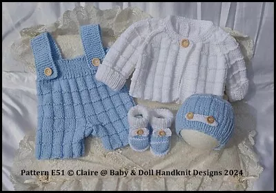 Knitting Pattern By Babydoll Handknit Designs E52 16-22  Doll/0-3m Baby • £3.99