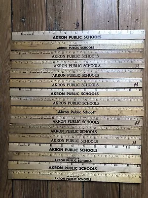 Vtg AKRON PUBLIC SCHOOLS Wooden Ruler Lot Of 16 • $30