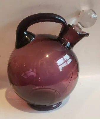 Cambridge Amethyst Glass Ball Decanter Cordial Art Deco Purple Clear Stopper • $15