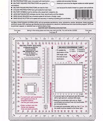 RM PRODUCTS Military Square Protractor (Red) • $9.95