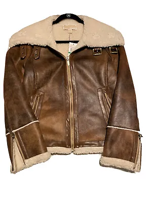 NWT Michael Michael Kors Faux Leather Faux Shearling Jacket  Size L • $149