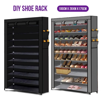 $29.99 • Buy 10 TIERS Shoe Rack Portable Storage Cabinet Organiser Wardrobe Fabric Cover AU