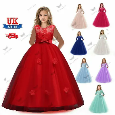 Flower Girls Dress Bridesmaid Party Princess Prom Wedding Formal Gown Dresses • £10.99