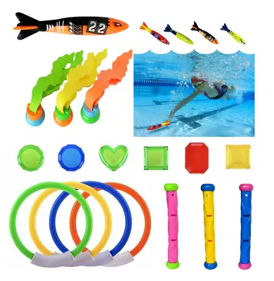 £6.49 • Buy Underwater Diving Toys Dive Rings Torpedo's Sticks Swimming Pool Toys Games Fun